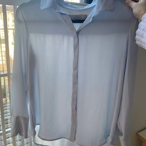 Loft light blue silky button down (petite small)